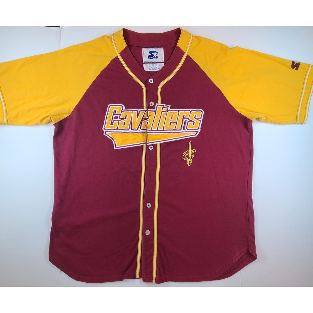 Starter Cleveland Cavaliers NBA Baseball Jersey Mens 3XL Wine Gold Button Front